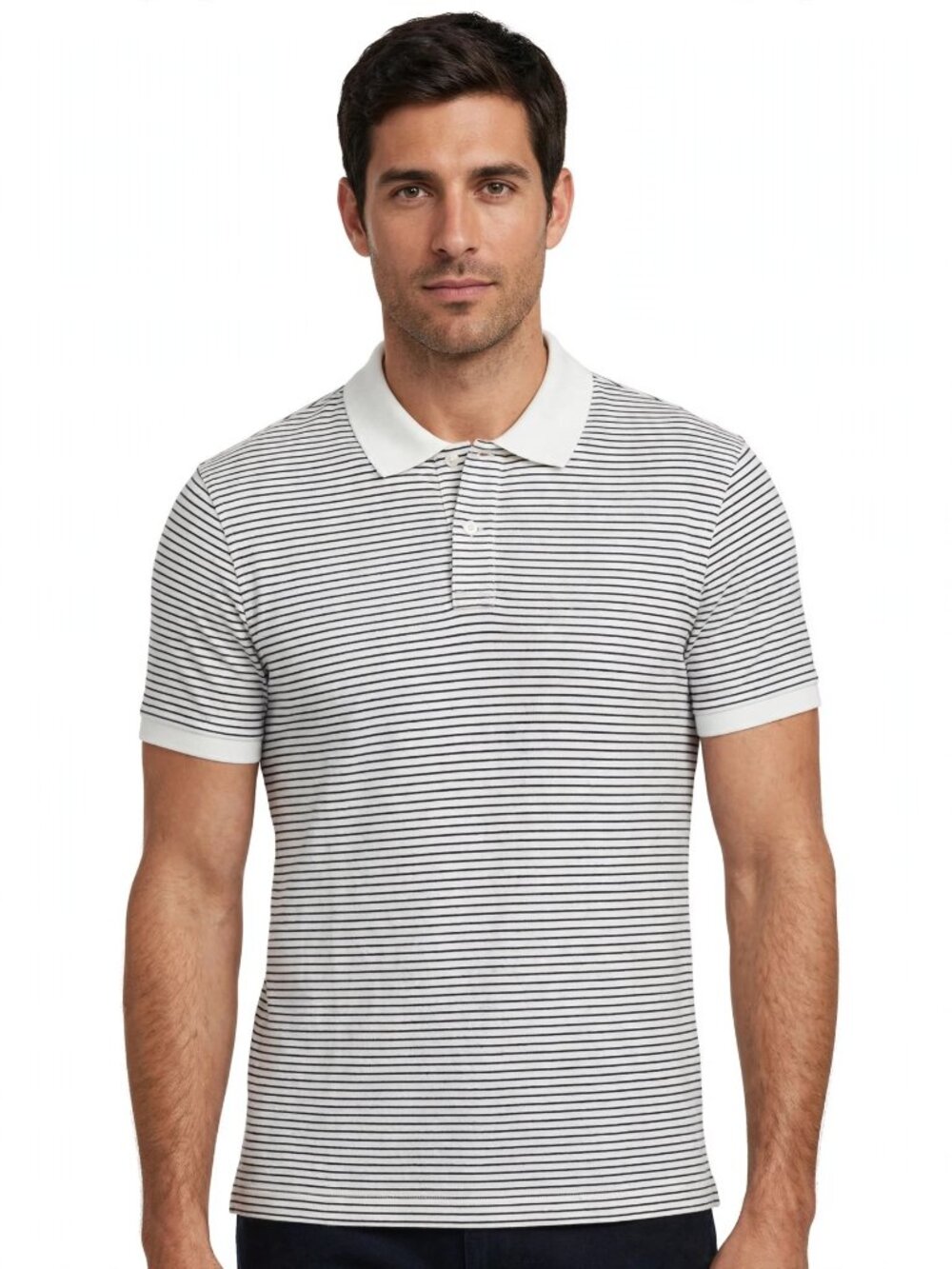 Men's J. Crew White/Black Striped Saltwash Short Sleeve Pique Polo Shirt M NWT